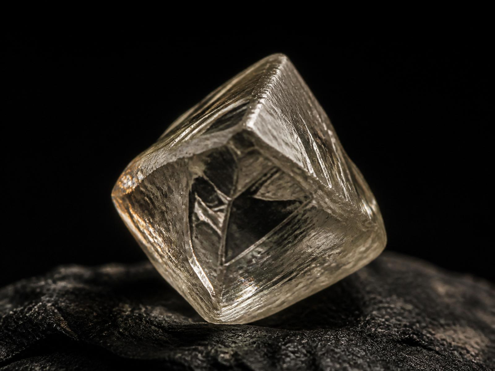 Rough uncut diamond crystal — natural octahedron form.